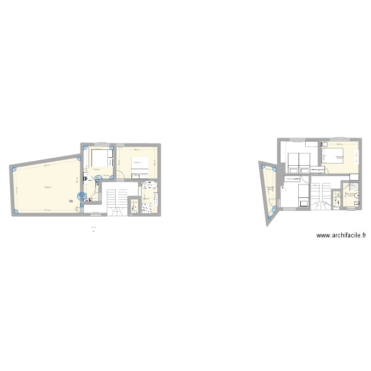 Actuel. Plan de 8 pièces et 77 m2