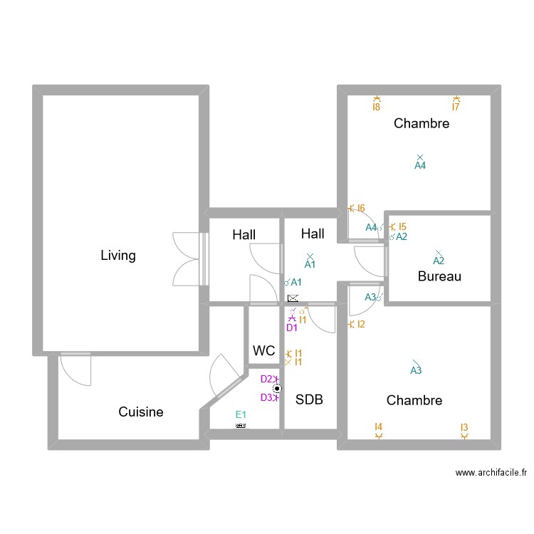 Hougoumont arrière. Plan de 10 pièces et 89 m2