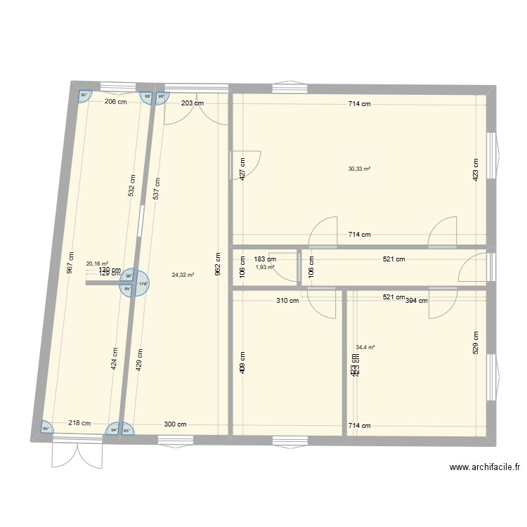 St Jean RDC. Plan de 5 pièces et 111 m2