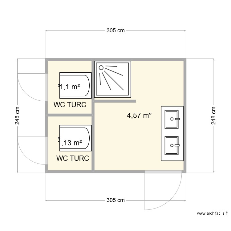 EAB CHANTIER VILLEURBANNE 69100. Plan de 3 pièces et 7 m2