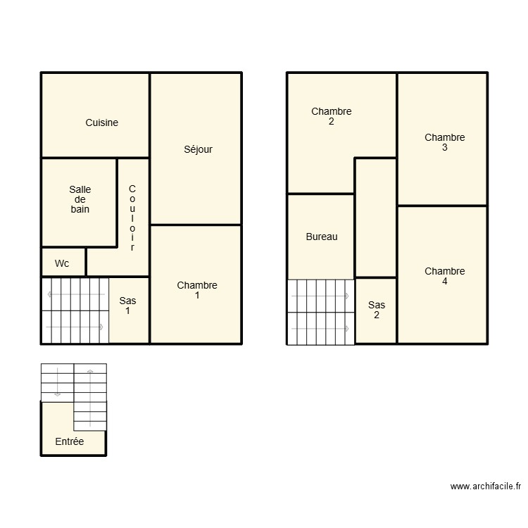 DOUARNENEZ COURTE. Plan de 14 pièces et 65 m2