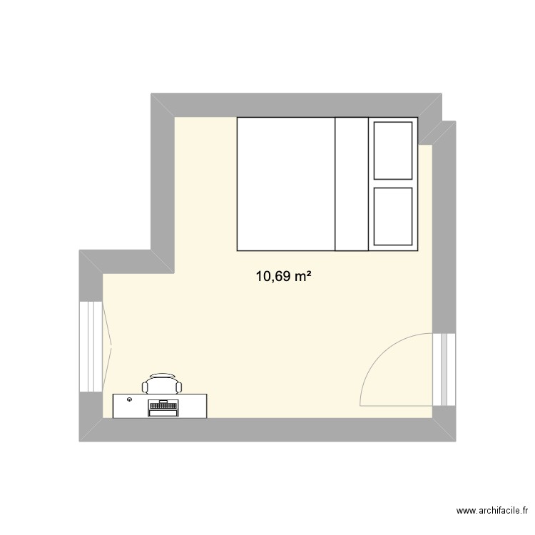 PAUL. Plan de 1 pièce et 11 m2