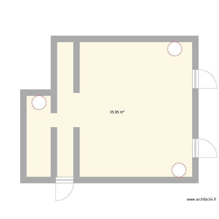 École St Pastour Cuisine. Plan de 1 pièce et 36 m2