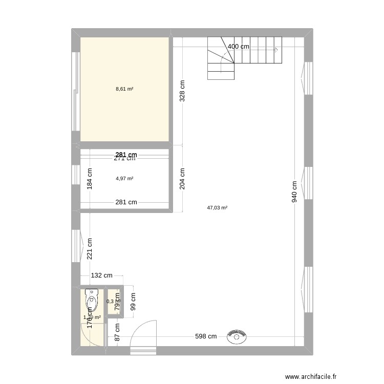 RDC Asnieres. Plan de 5 pièces et 62 m2