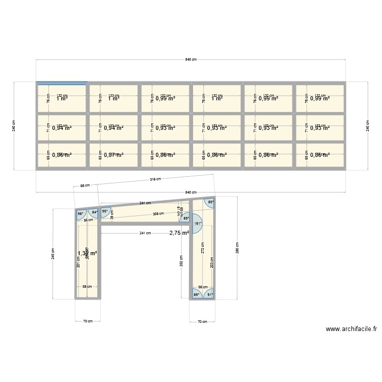 garage bois bonne cote. Plan de 20 pièces et 21 m2