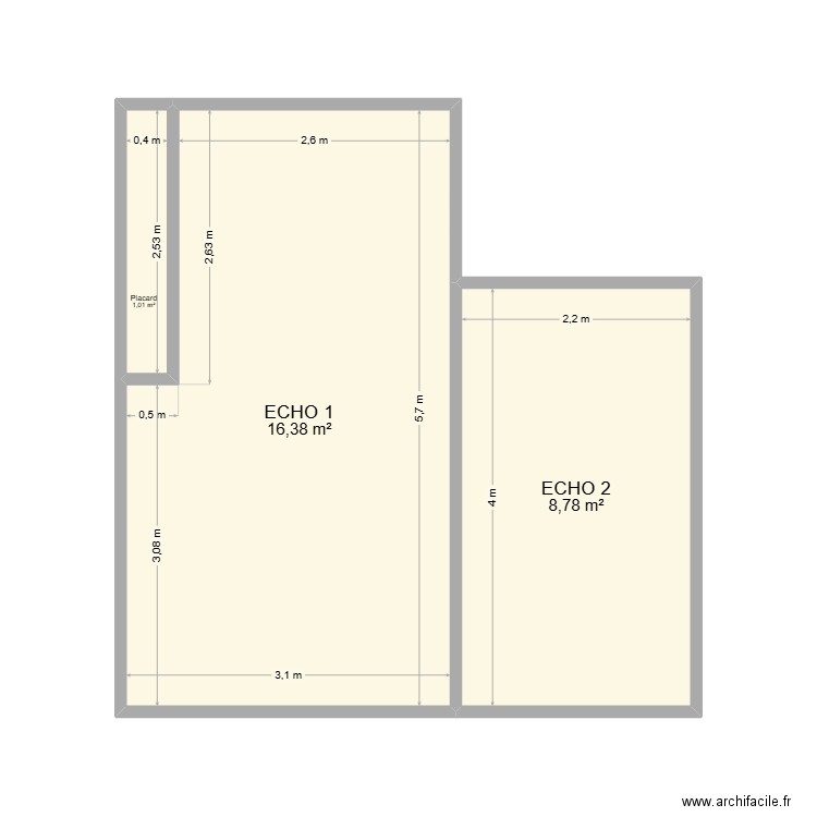 RADIOLOGIE VIRE. Plan de 3 pièces et 26 m2