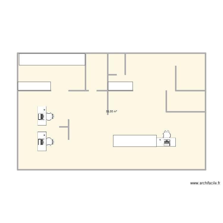 boutique. Plan de 1 pièce et 70 m2