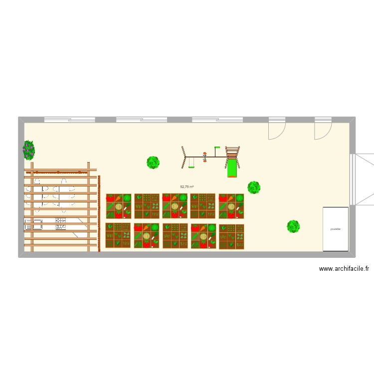 cour du merkez al boustane. Plan de 1 pièce et 93 m2