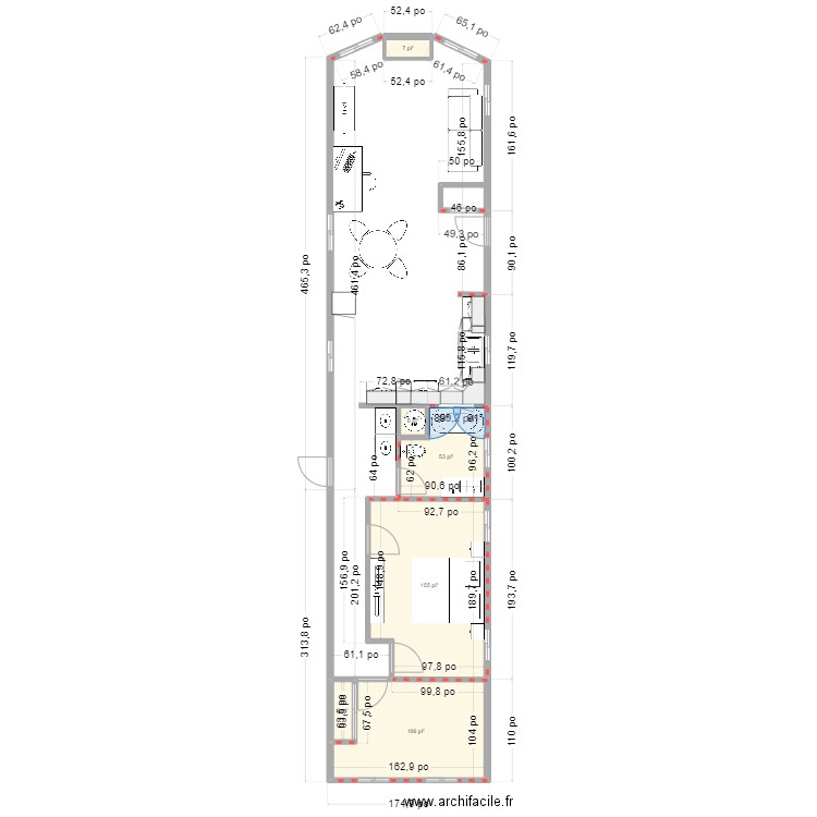 21 genest . Plan de 6 pièces et 31 m2