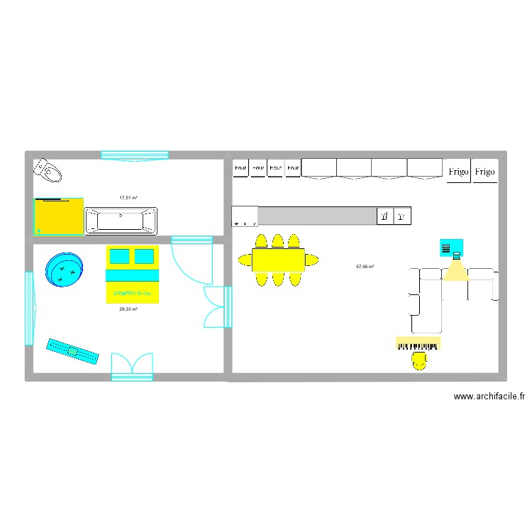 Felix dream’s house. Plan de 3 pièces et 115 m2