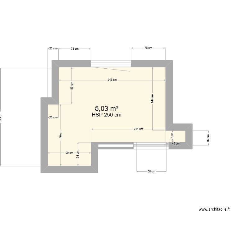 Castelnau SDB. Plan de 1 pièce et 5 m2