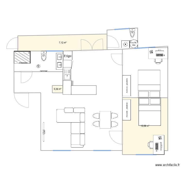 APPARTEMENT 1. Plan de 3 pièces et 21 m2