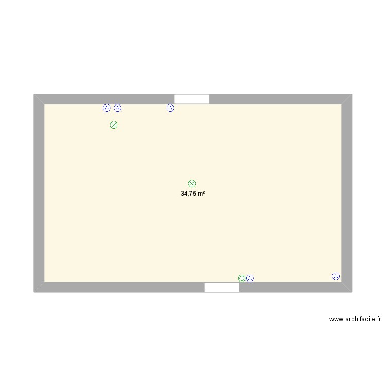 pièce bas. Plan de 1 pièce et 35 m2