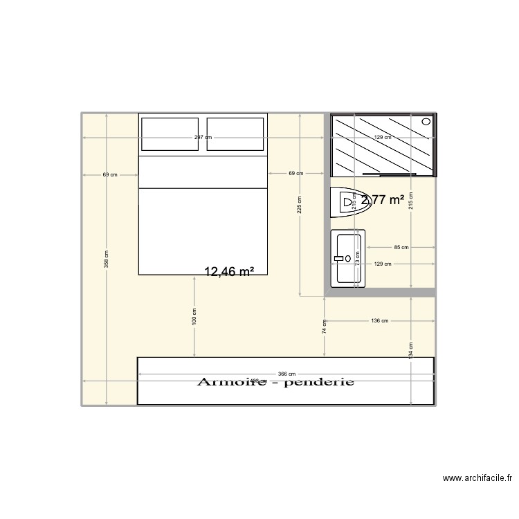 1er etage. Plan de 2 pièces et 15 m2