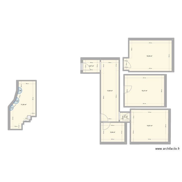 3rois7. Plan de 8 pièces et 81 m2