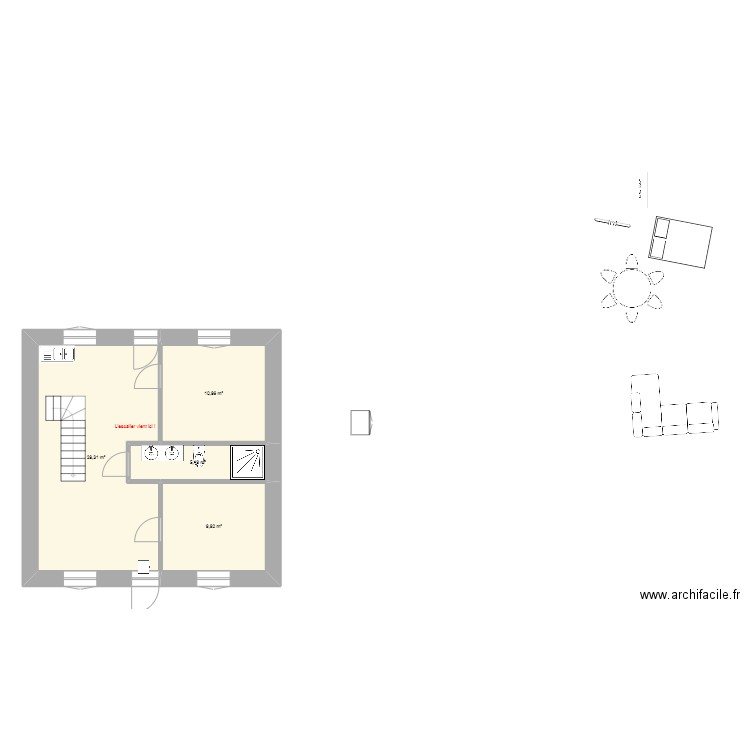 AchardCapeletteV2. Plan de 4 pièces et 54 m2