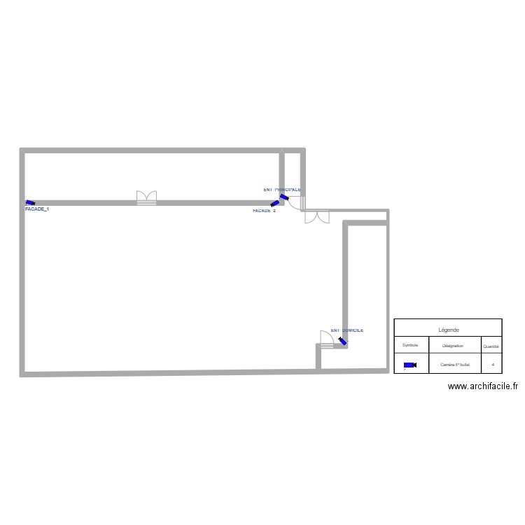 Plan de vidéosurveillance du domicile de M. LONANG 1. Plan de 2 pièces et 152 m2