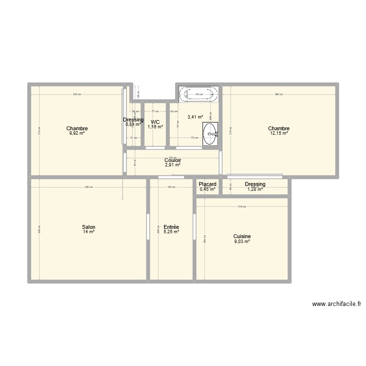 essai 1. Plan de 11 pièces et 60 m2