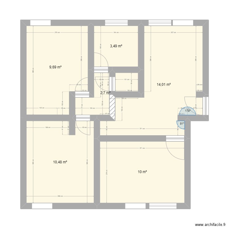 Bonnefoy. Plan de 6 pièces et 50 m2