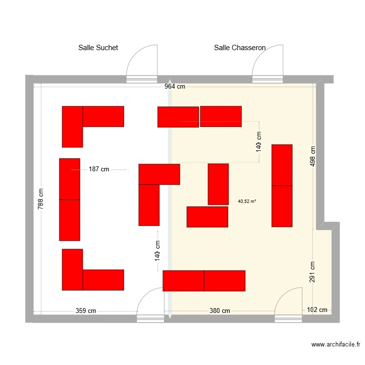 Salle Suchet Chasseron 2025. Plan de 1 pièce et 41 m2