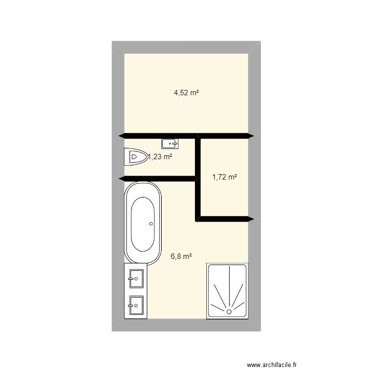 mi étage. Plan de 4 pièces et 14 m2