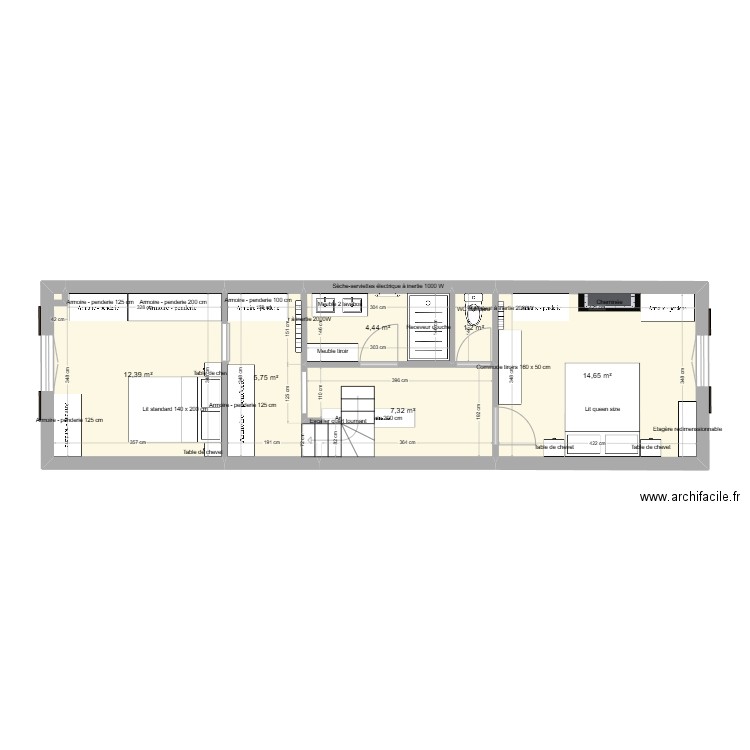 Plan Maison Martres-Tolosane 1er etage. Plan de 6 pièces et 46 m2