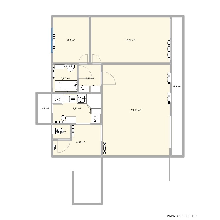 Ergo 1. Plan de 10 pièces et 67 m2