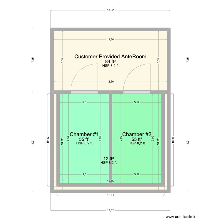 UC Davis 2 Rooms + Ante. Plan de 4 pièces et 19 m2