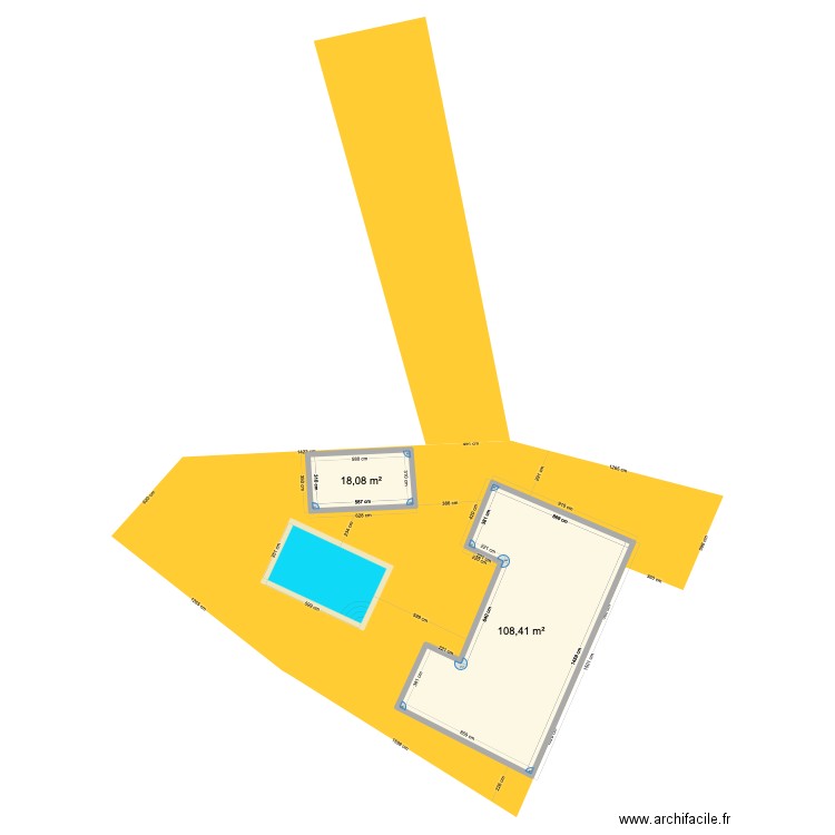 au sol. Plan de 2 pièces et 126 m2