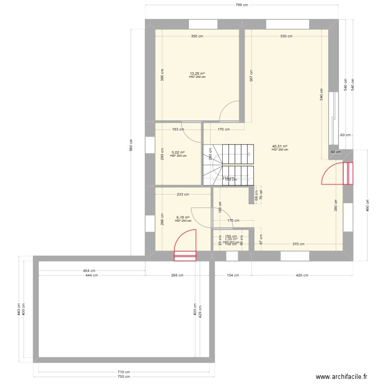 Maisonindiv56. Plan de 5 pièces et 66 m2