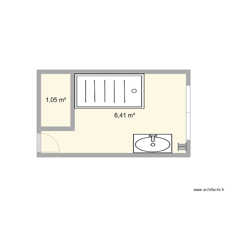 salle de bain. Plan de 2 pièces et 7 m2