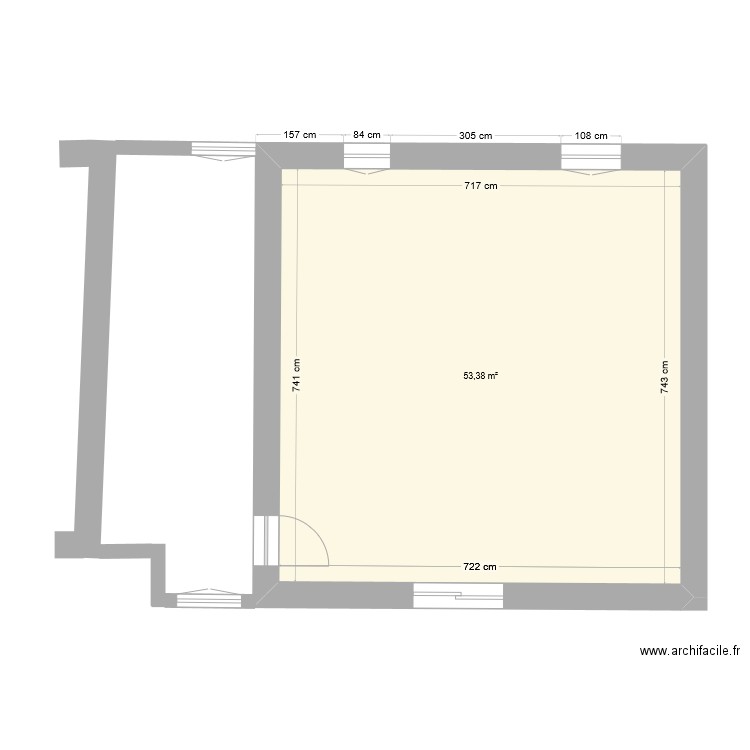 ROCHETTE ETAGE. Plan de 1 pièce et 53 m2