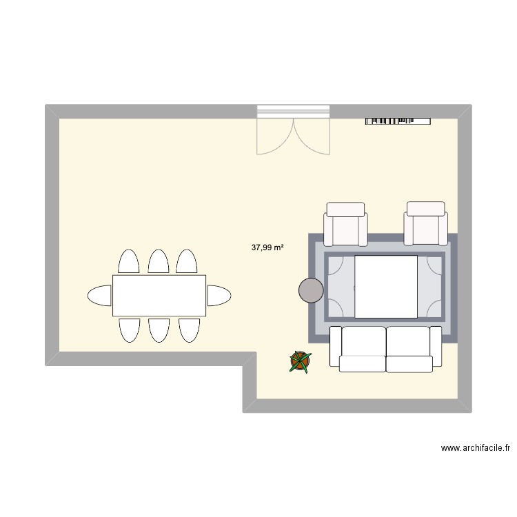 plan1. Plan de 1 pièce et 38 m2