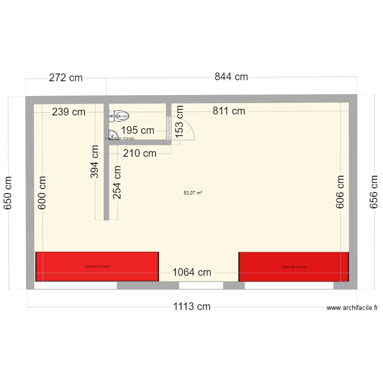 plan salle d examin avant travaux. Plan de 1 pièce et 63 m2