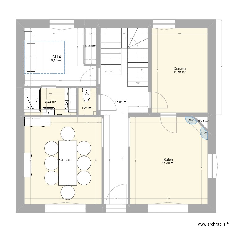 RENO 5 RDC. Plan de 9 pièces et 75 m2