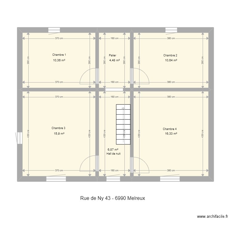 ny 43. Plan de 6 pièces et 65 m2