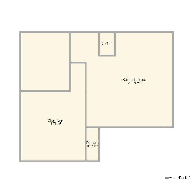 vdc a002. Plan de 4 pièces et 40 m2