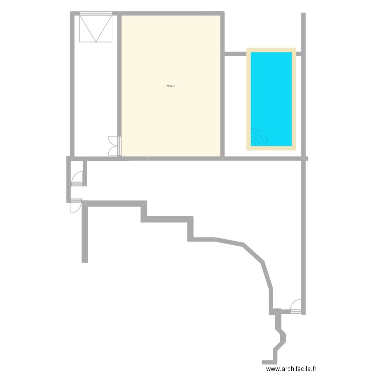 Maison djeRR. Plan de 1 pièce et 77 m2