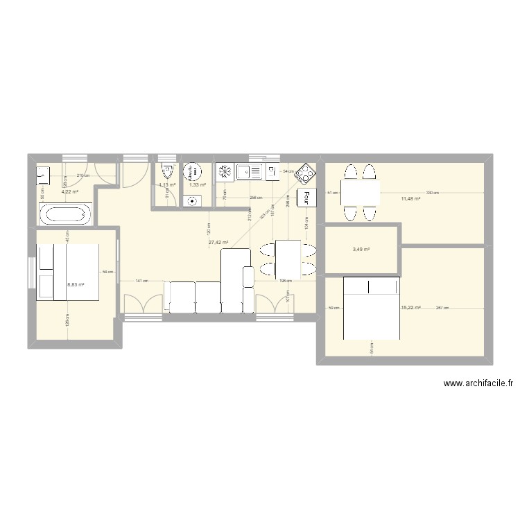 nouvel essai. Plan de 8 pièces et 73 m2