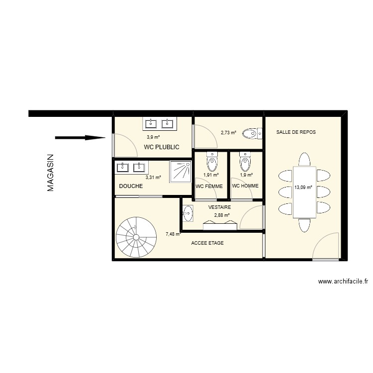 PLAN LOCAMAT. Plan de 16 pièces et 77 m2