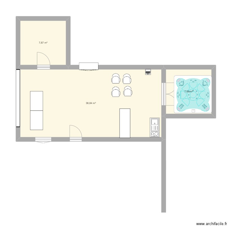 Institut . Plan de 3 pièces et 53 m2