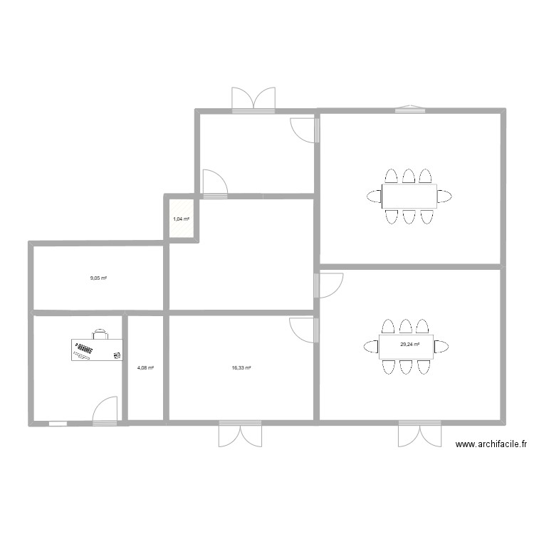 pcsecu. Plan de 5 pièces et 60 m2