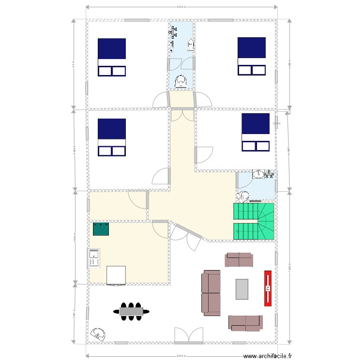 Projet final. Plan de 9 pièces et 141 m2