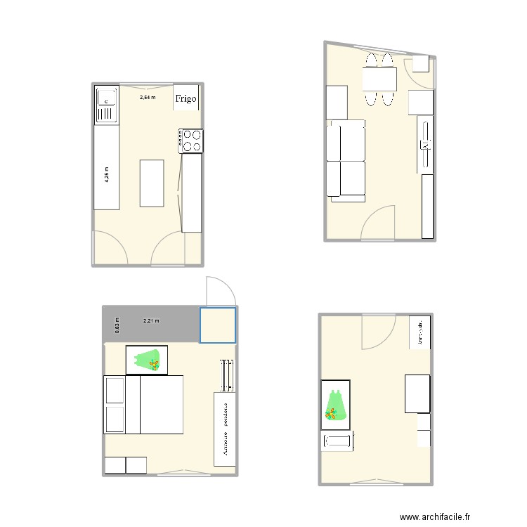 nouvel appart. Plan de 6 pièces et 44 m2