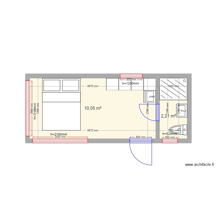 Пере. Plan de 4 pièces et 24 m2