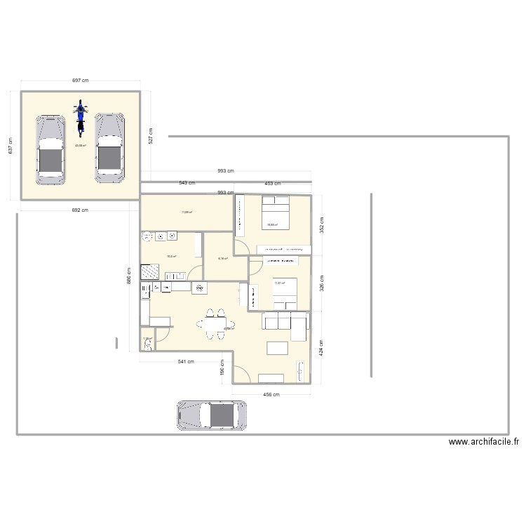 maison. Plan de 8 pièces et 140 m2