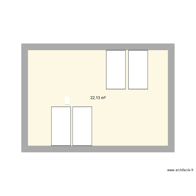 bureau RDC. Plan de 1 pièce et 22 m2