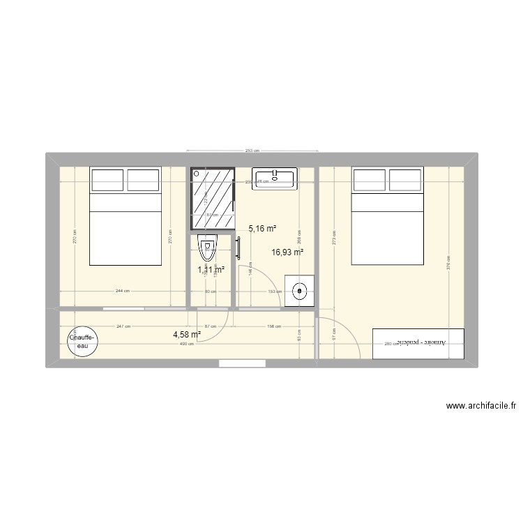 plan renovation 1. Plan de 4 pièces et 28 m2