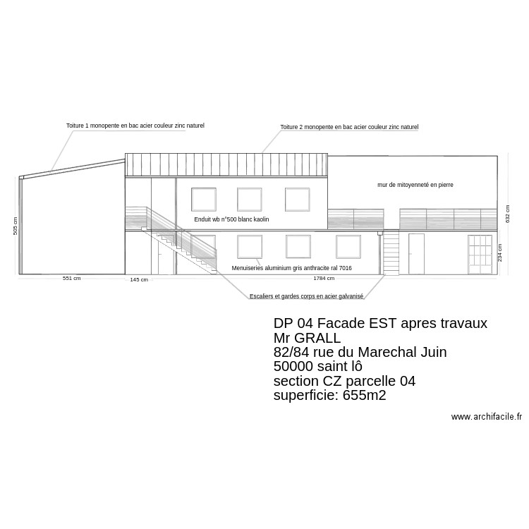 facade est apres travaux. Plan de 0 pièce et 0 m2