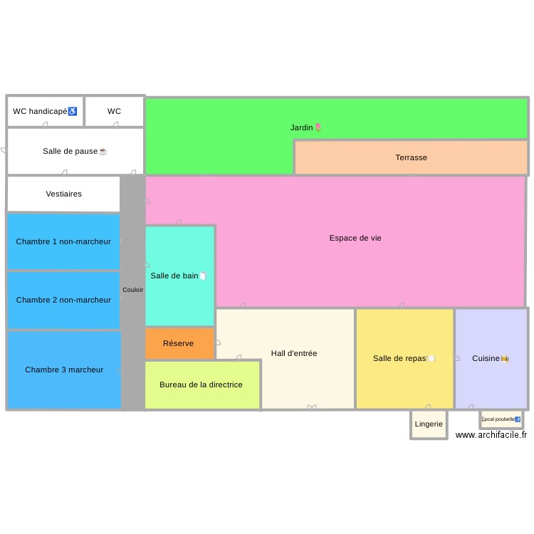 Création plan crèche. Plan de 20 pièces et 4697 m2